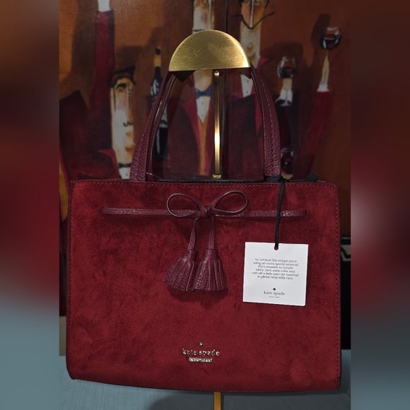 kate spade Handbags - Kate Spade Red Suede Tote Bag